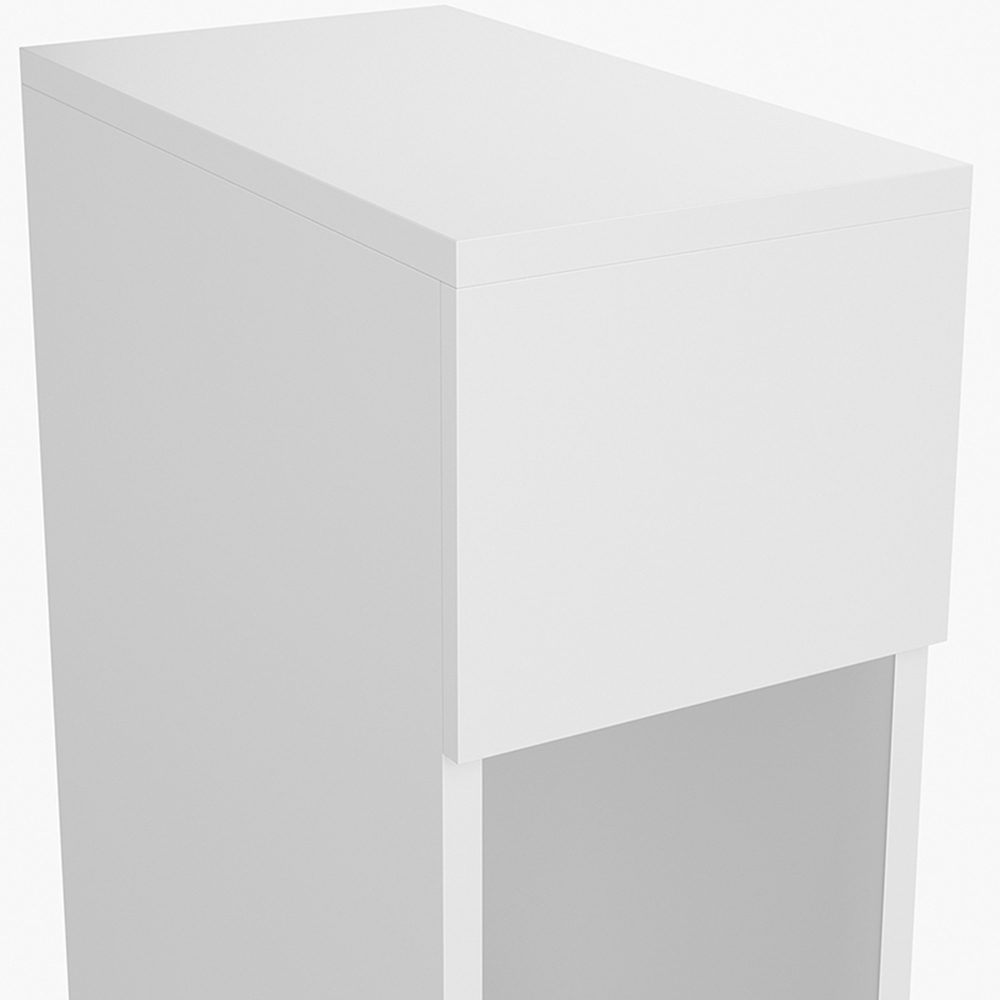 Living and Home Single Drawer White Bedside Table Image 3