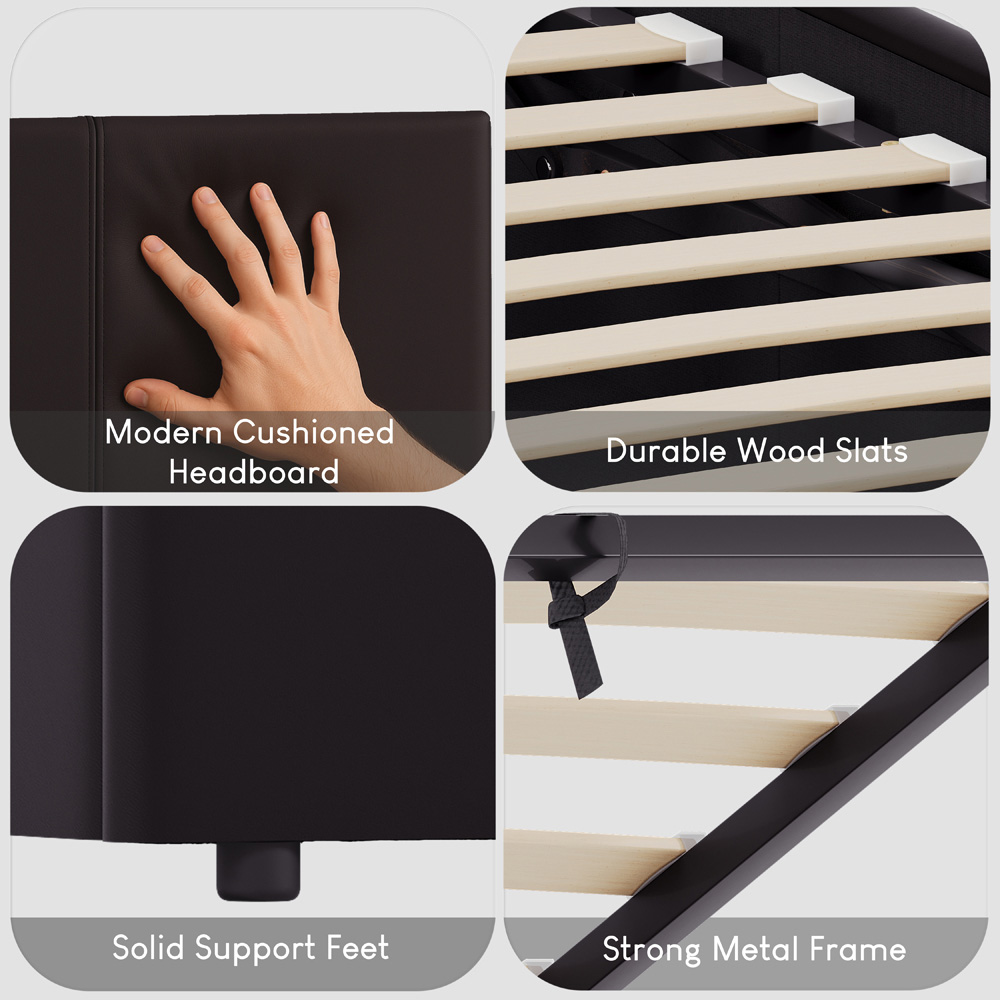 Vida Designs Lisbon Double Brown Faux Leather Ottoman Bed Frame Image 6