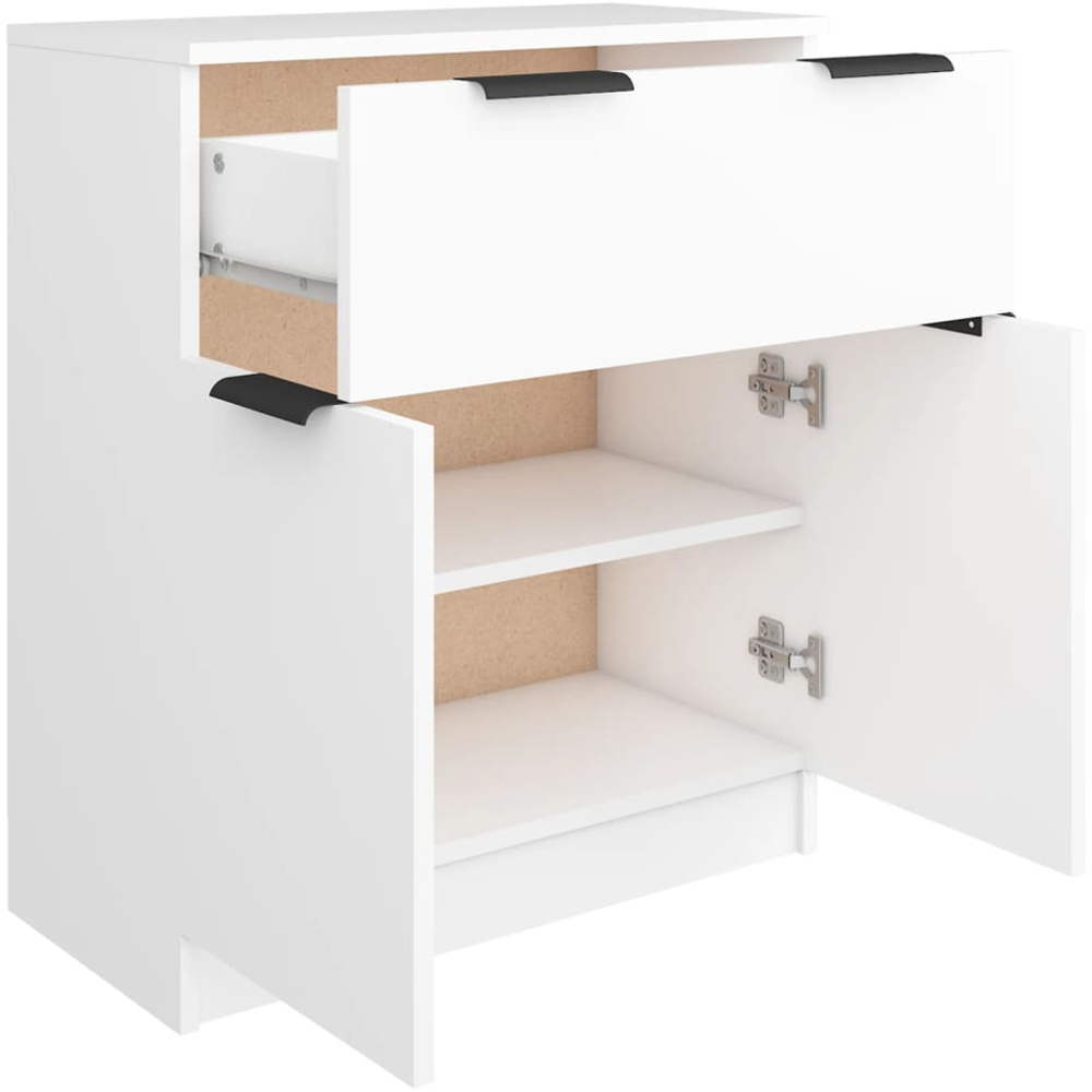 vidaXL 2 Door Single Drawer White Sideboard Image 7