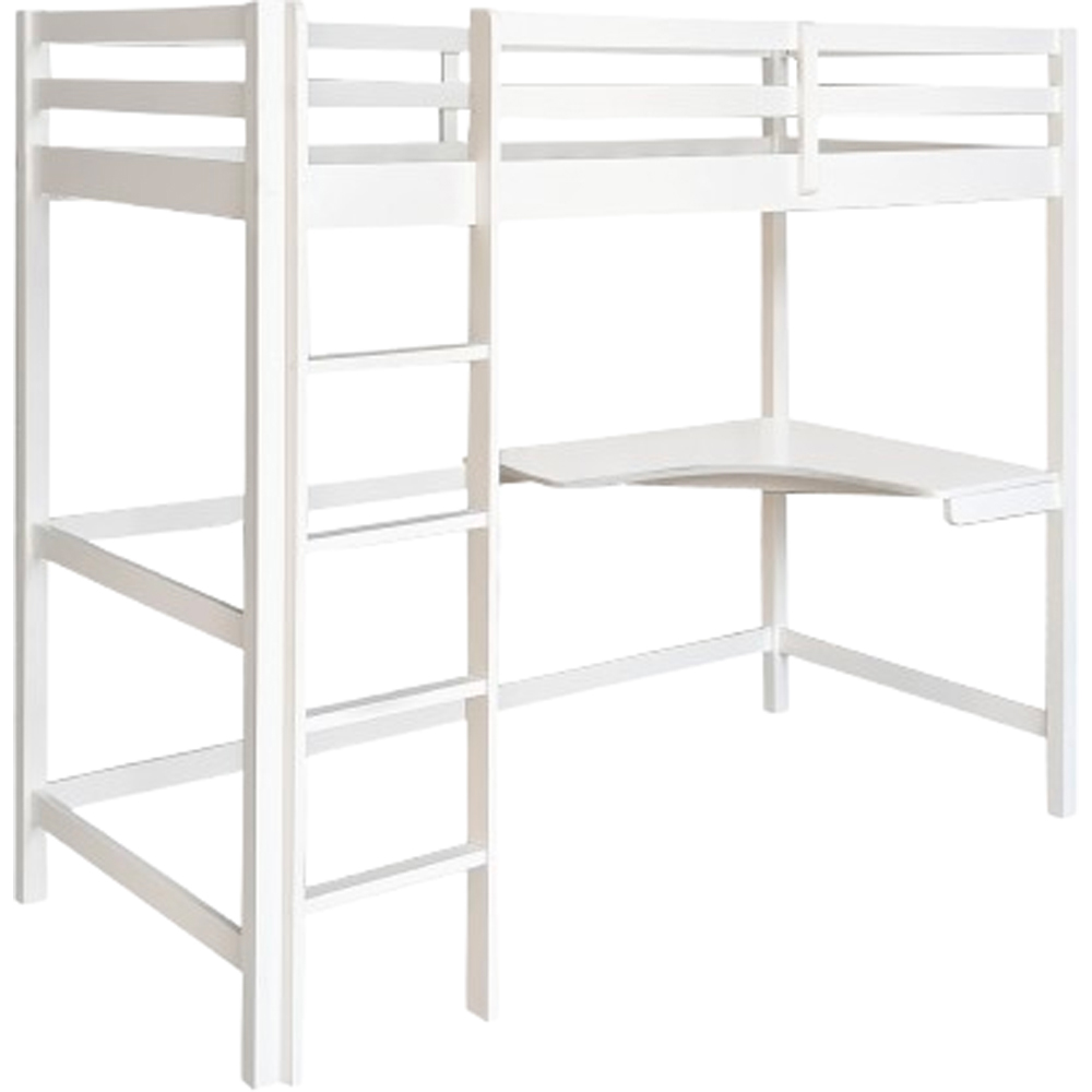 Comfy Living Single White High Sleeper with Corner Desk Image 2