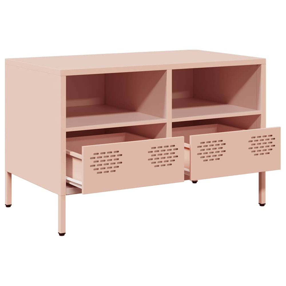 vidaXL 2 Drawer 2 Shelf Pink Steel Industrial Style TV Cabinet Image 4