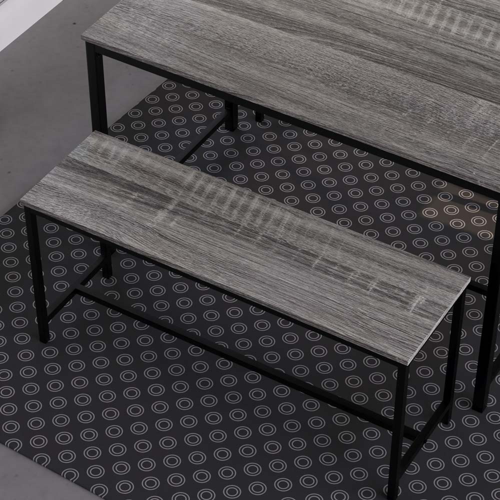 Vida Designs Brooklyn 4 Seater Metal Frame Dining Bench Set Grey Image 4