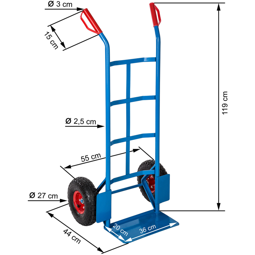 tectake Blue Steel Frame Sack Barrow with 200kg Load Capacity Image 6