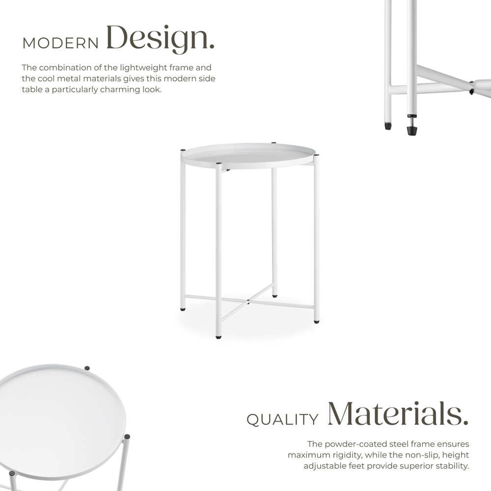 tectake Chester White Round Bedside Table Image 4