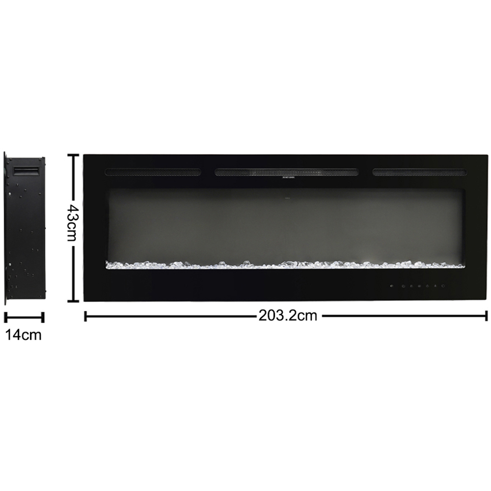 Living and Home Black LED Wall Mounted Electric Fireplace 80 inch Image 8