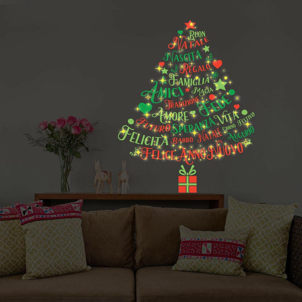 Walplus Italian Quotes Magic Christmas Tree Self Adhesive Glow in Dark Wall Sticker Image 2