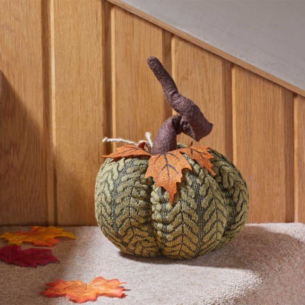 Garden Mile Green Plush Pumpkin Halloween Decoration 16cm Image 3