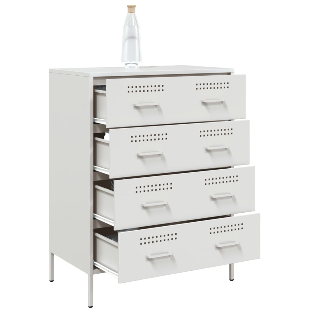 vidaXL 4 Drawer White Steel Sideboard Image 5