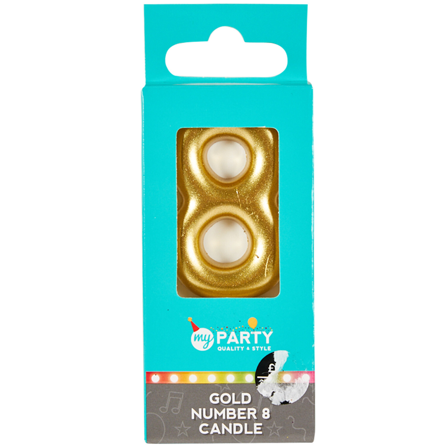 My Party Gold Number Candle - 8 Image 1