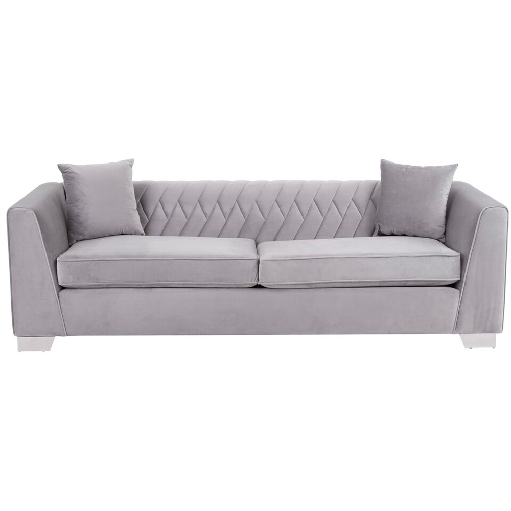 Premier Housewares Rashika 3 Seater Grey Velvet Sofa Image 2
