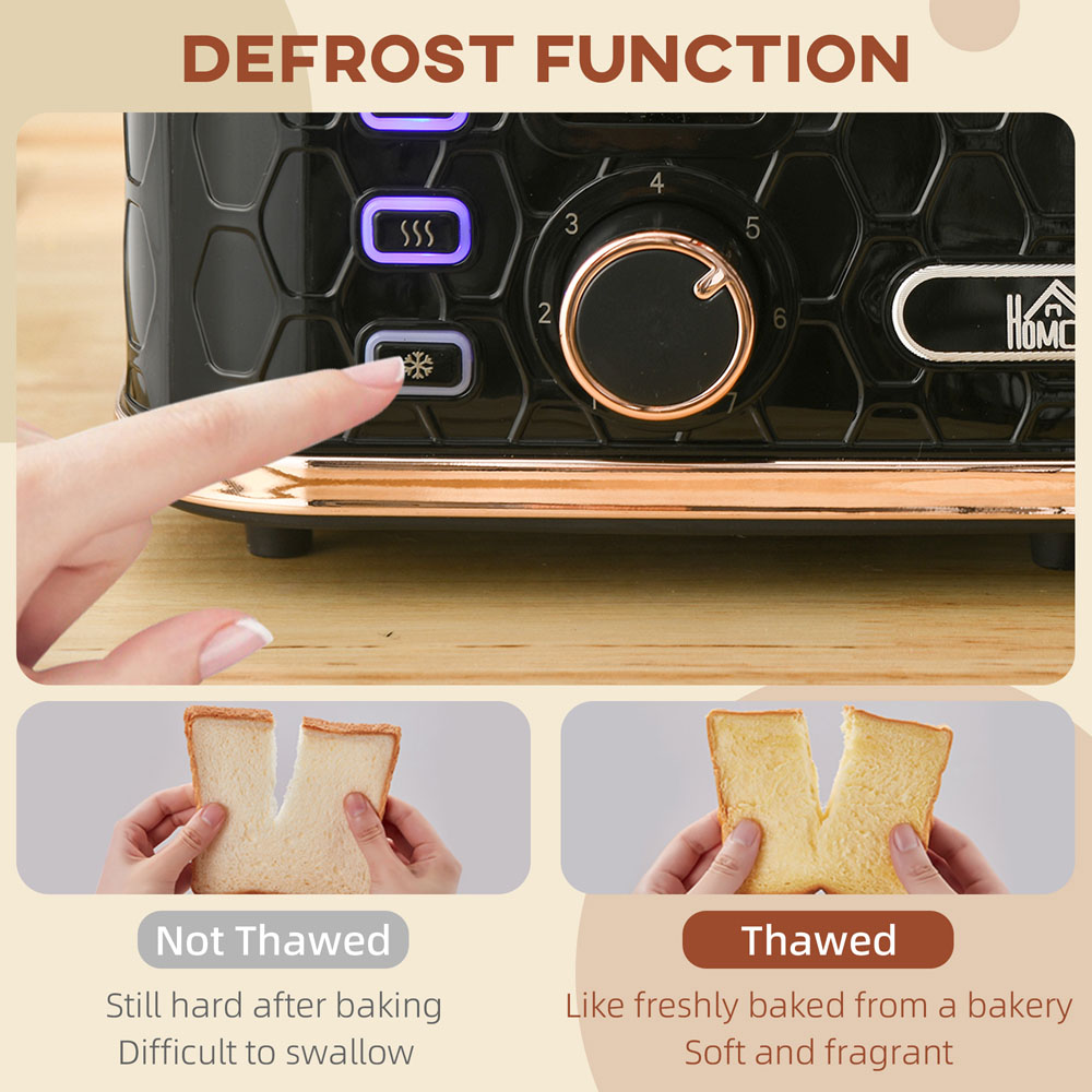 HOMCOM 800-208V70BK Black Honeycomb 4 Slot Toaster 1600W Image 5