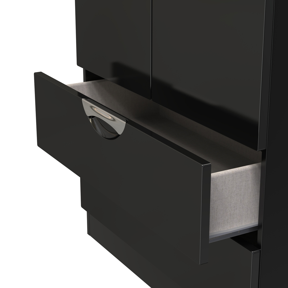 Crowndale Camden 2 Door 2 Drawer Black Gloss and Black Wardrobe Ready Assembled Image 5