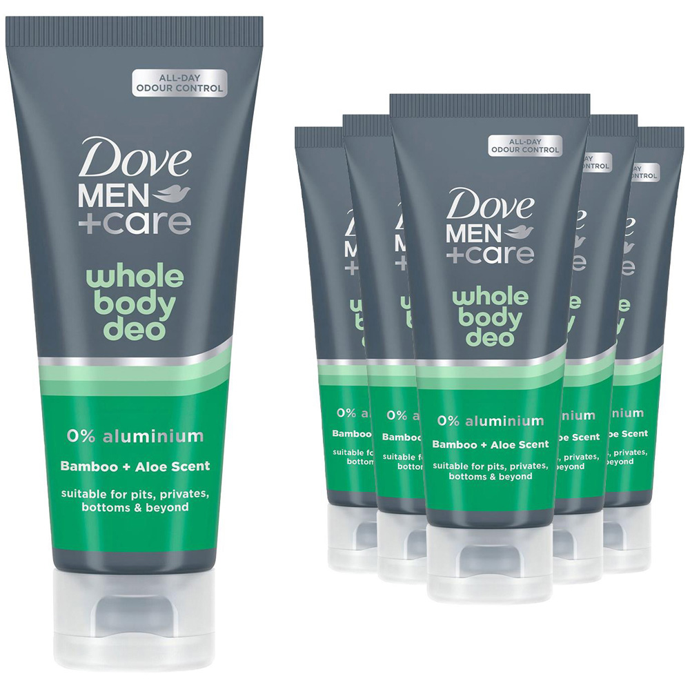 Dove Men+Care Whole Body Bamboo and Aloe Deodorant Odour Control Cream 75ml 6 Pack Image 1