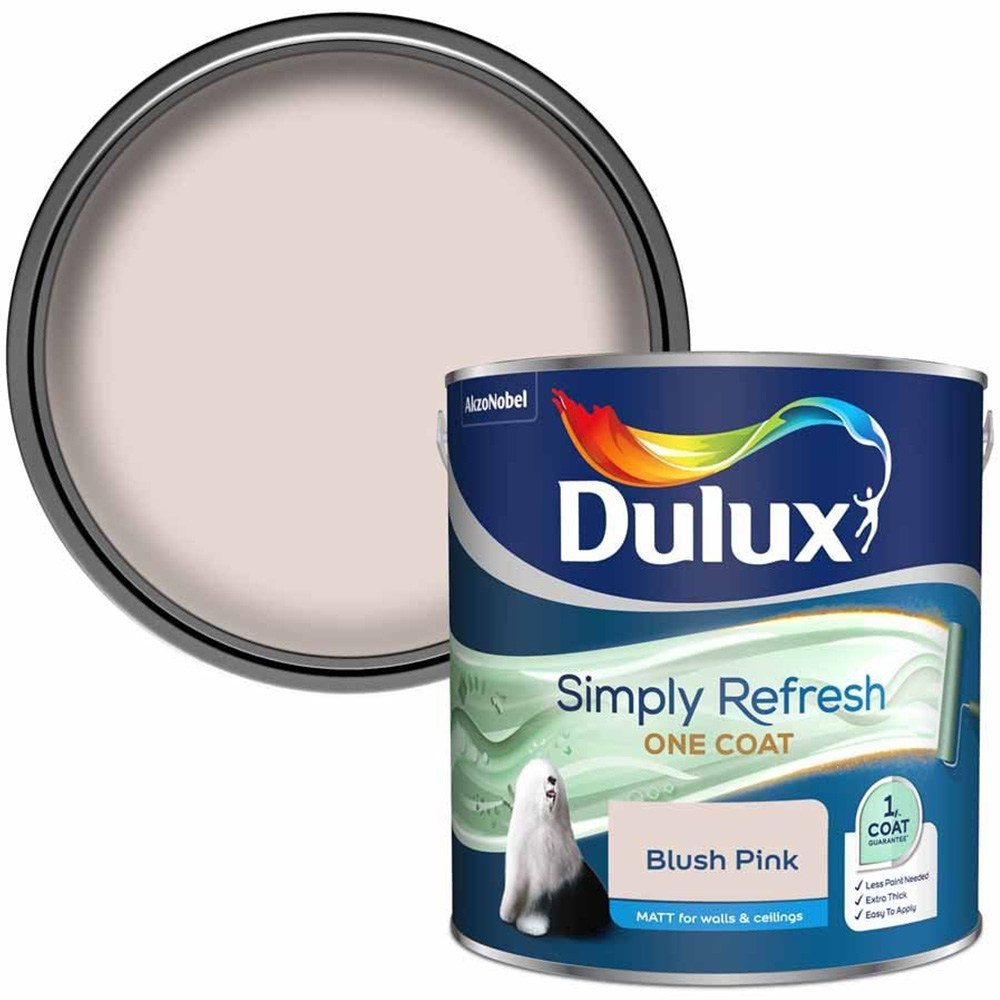 Dulux Simply Refresh One Coat Blush Pink Matt Emulsion Paint 2.5L Image 1