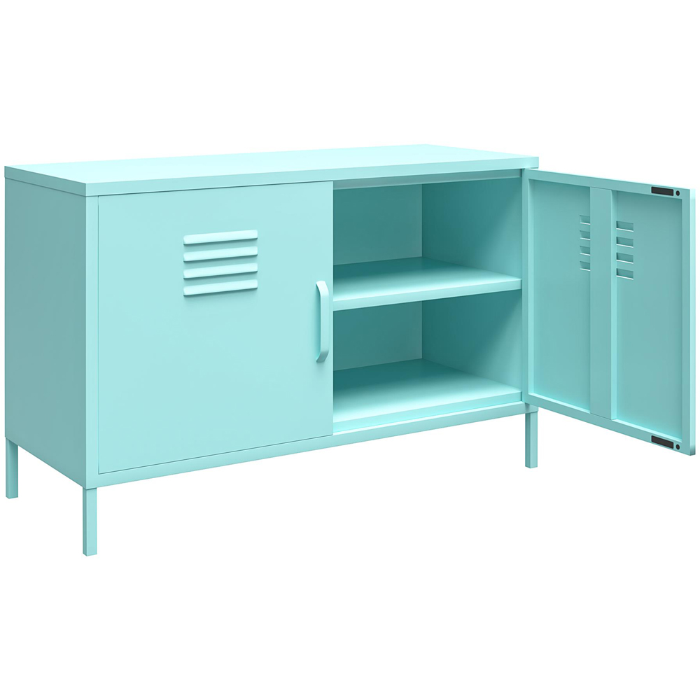 Novogratz Cache 2 Door 2 Shelf Mint Metal Locker Accent Cabinet Image 4
