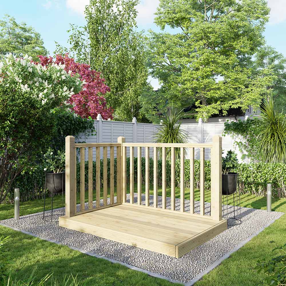 Power 4 x 6ft Timber Decking Kit With Handrails On 2 Sides Image 2
