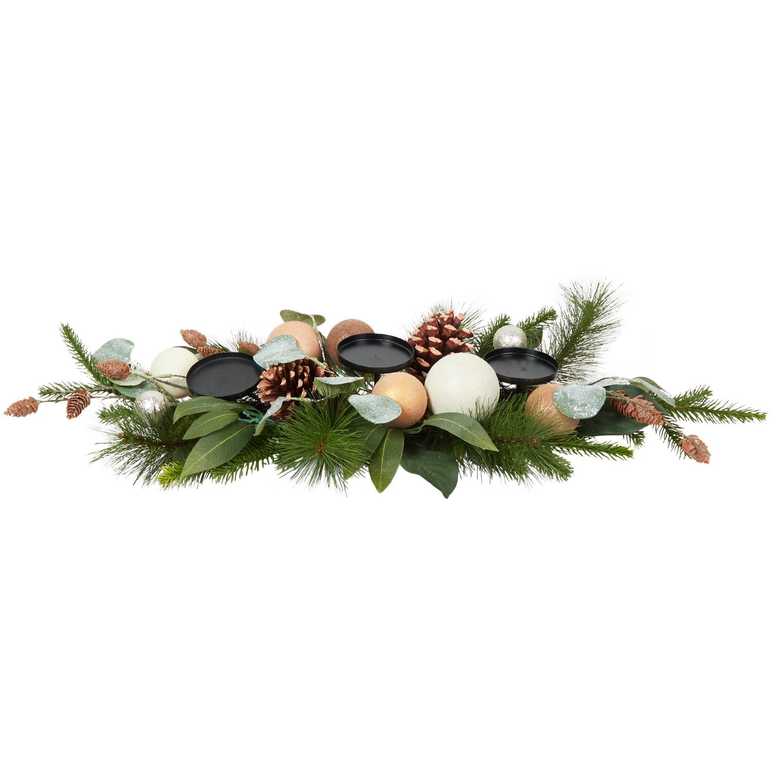 Natural Pinecone Bauble Candle Holder - Green Image 1