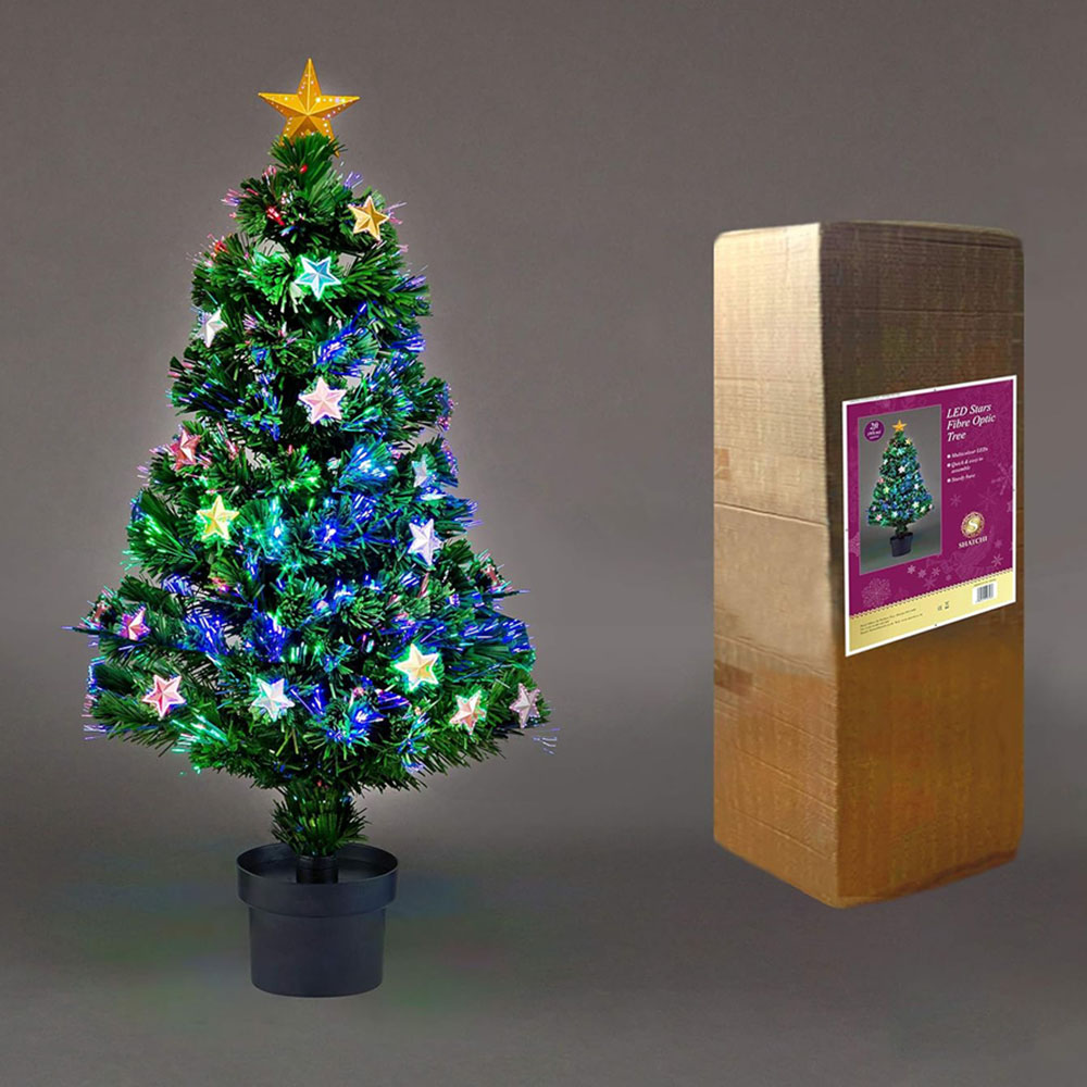 Shatchi Stars Pre-Lit Fibre Optic Christmas Tree 2ft Image 5