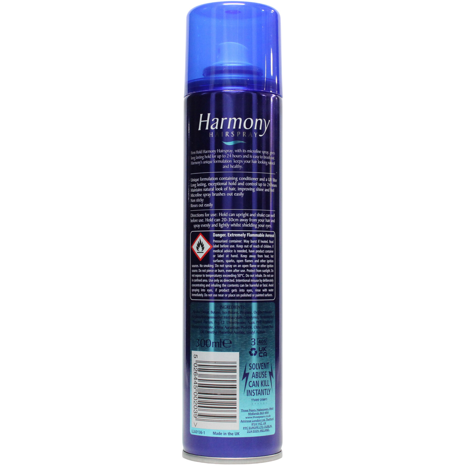 Harmony Blue Firm Hold Hairspray Image 2