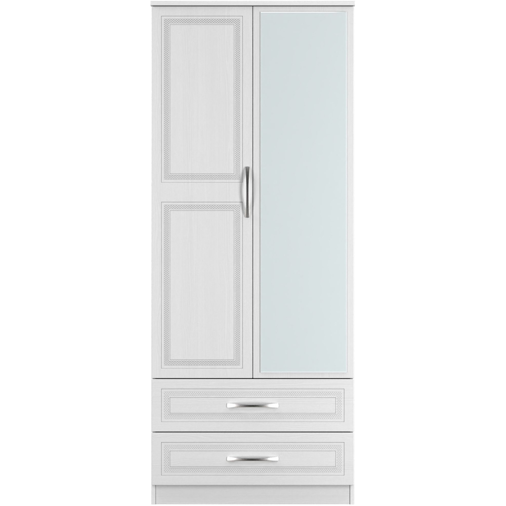 Crowndale Dorset 2 Door 2 Drawer Signature White Mirrored Wardrobe Ready Assembled Image 2