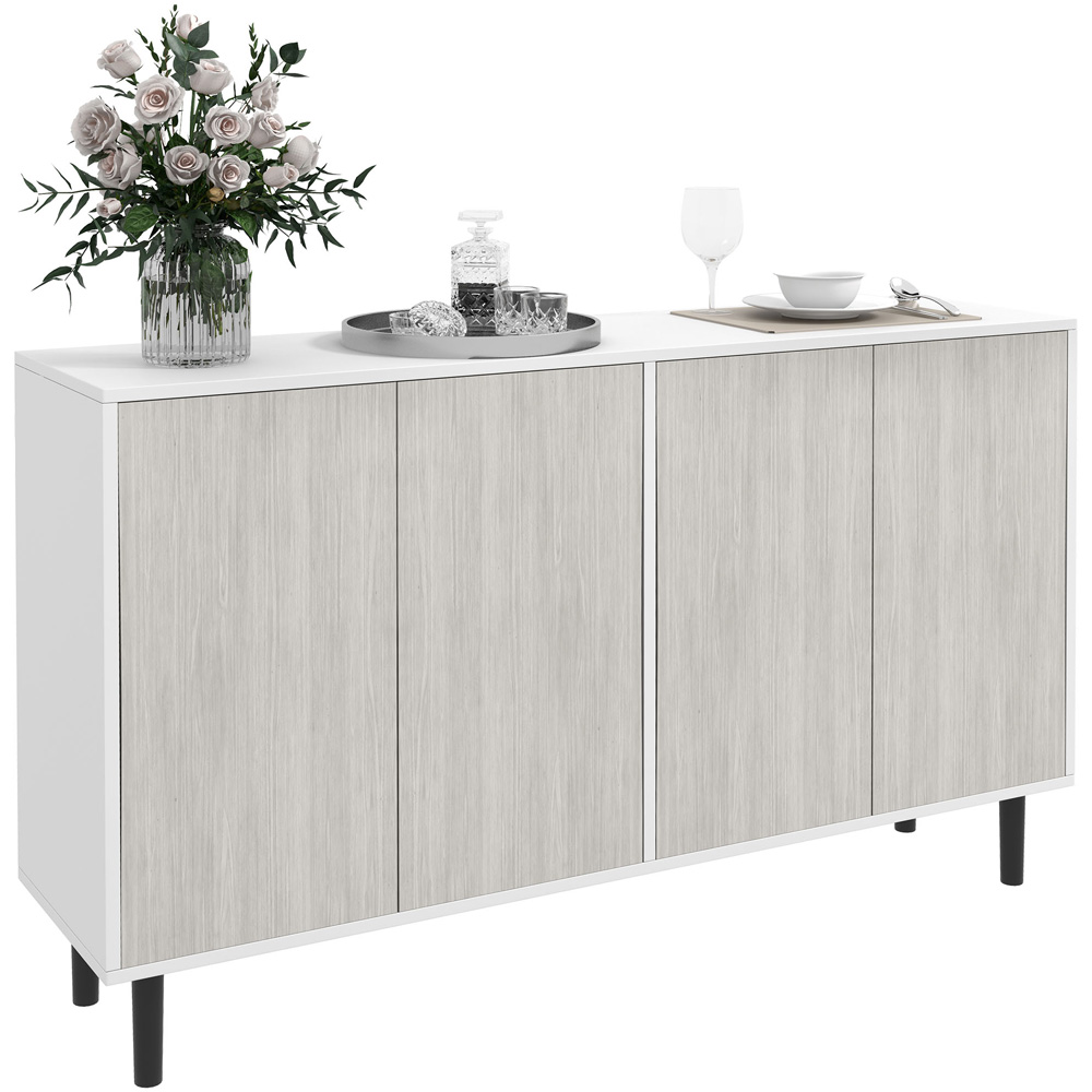 HOMCOM 4 Door White Kitchen Sideboard Image 2