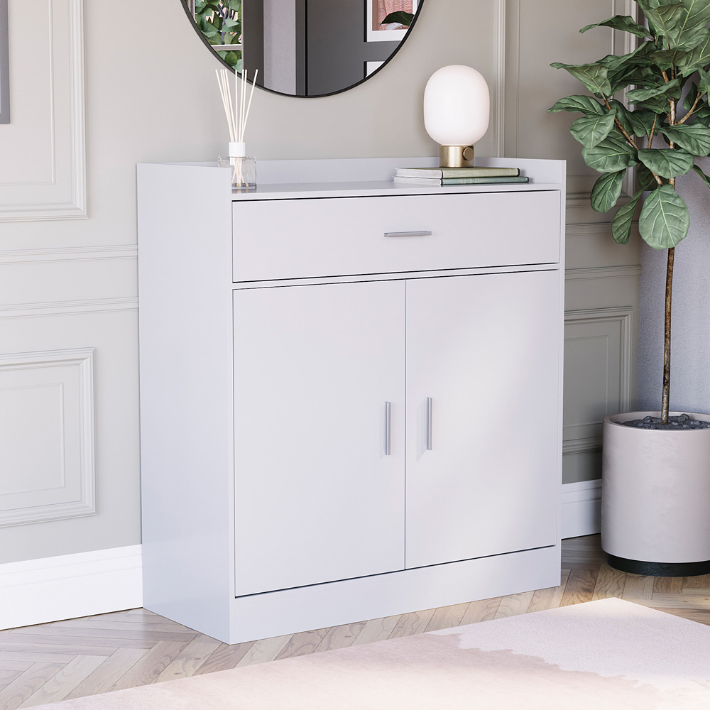 VIDA DESIGNS Dalby 2 Door Single Drawer White Shoe Cabinet Image 4