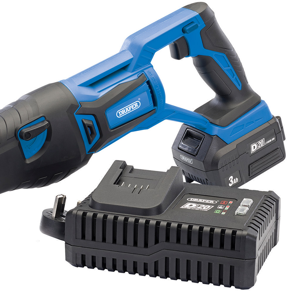 Draper D20 20V Brushless Reciprocating Saw with Battery and Fast Charger Image 3