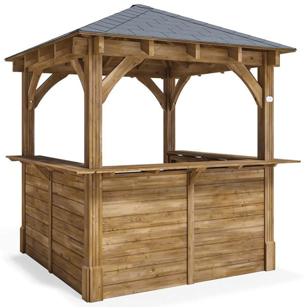 Dunster House Leviathan 2.5 x 2.5m Brown and Black C Bar Garden Gazebo with Roof Shingles Image 2