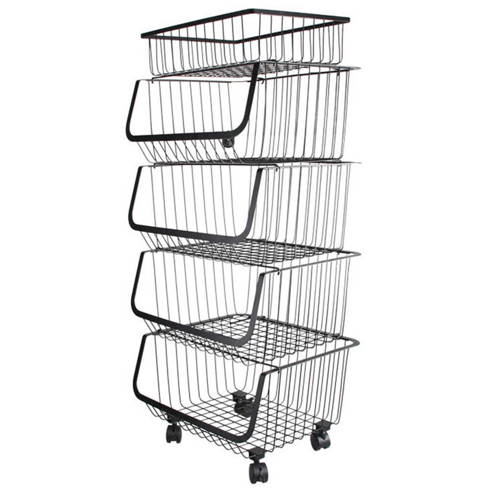 Living and Home 5 Tier Stackable Rolling Trolley Rack Image 3