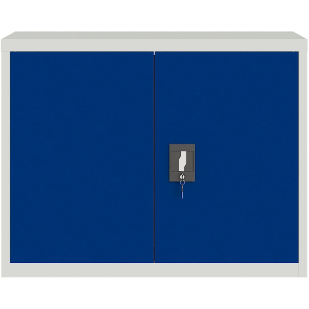vidaXL 2 Door Light Grey and Blue Metal Lockable File Cabinet Image 3