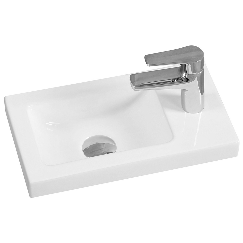 Limoge White Thick Edge Slabtop Basin 400mm Image 1