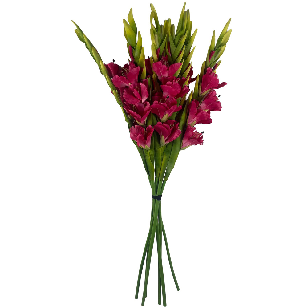 Leaf Pink Gladioli Artificial Stem 115cm 6 Pack Image 1