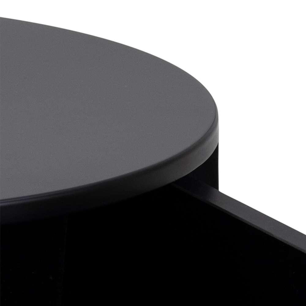 Florence Polo Single Drawer Black Round Bedside Table Image 6