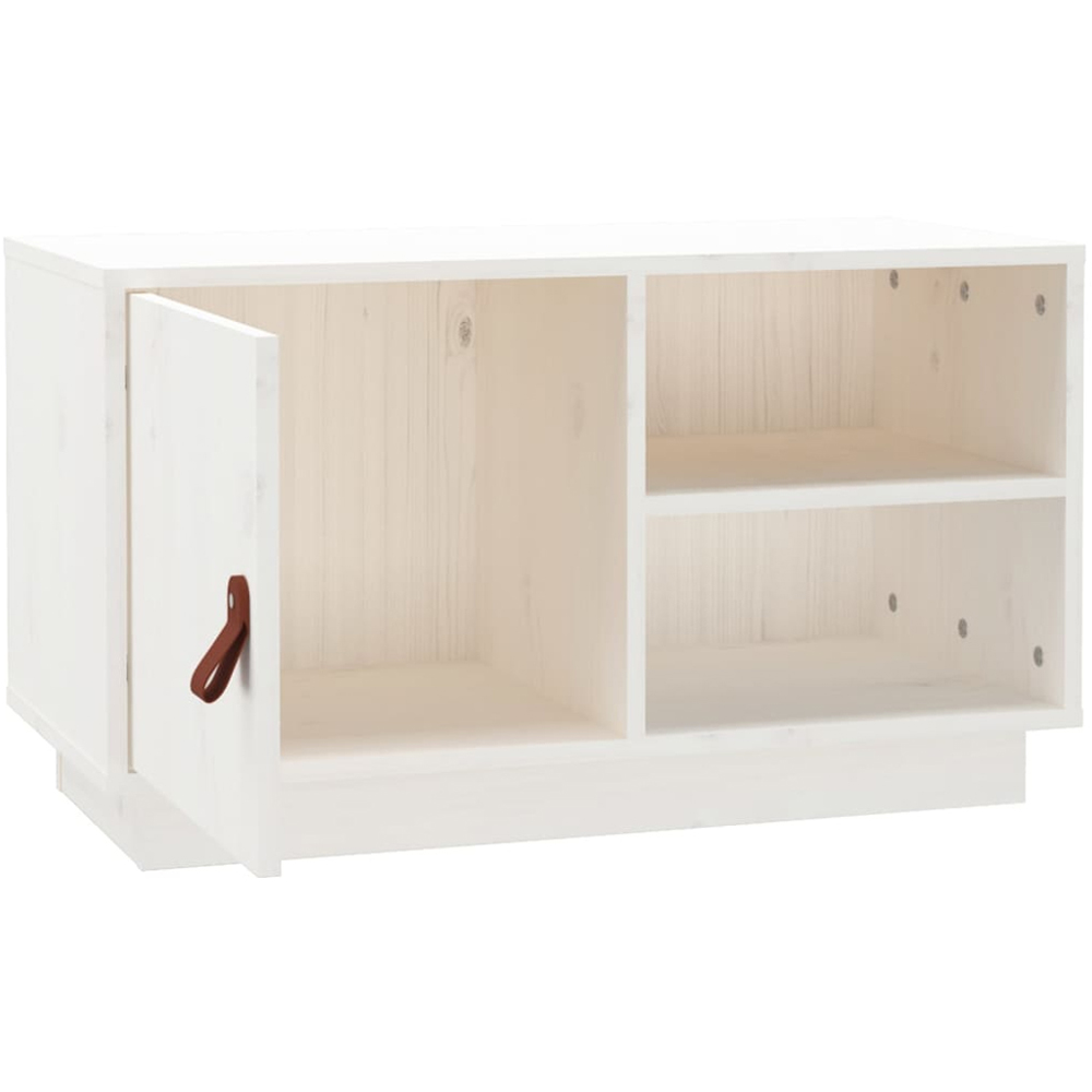 vidaXL Single Door 2 Shelf White Solid Pine Wood TV Cabinet Image 5