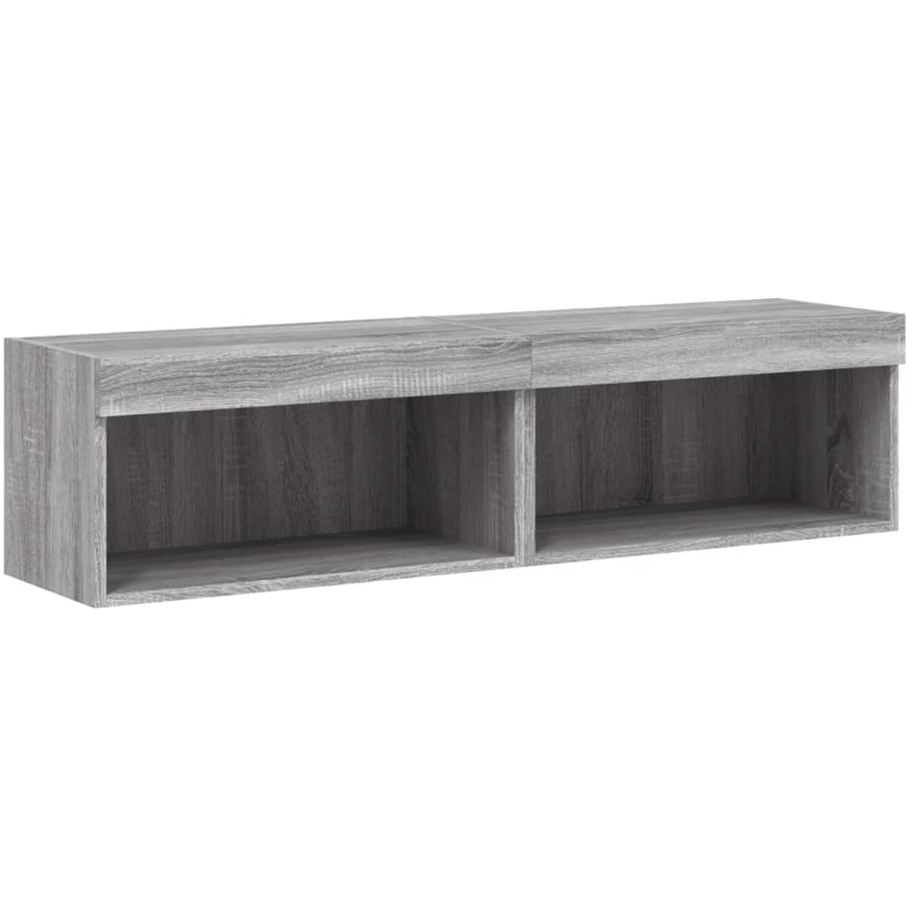vidaXL Single Shelf Grey Sonoma Wall Mounted TV Cabinet with LED Lights Set of 2 Image 2