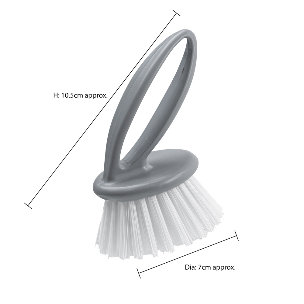 JVL Kitchen 3 Piece Grey Scrubbing Brush Set Image 7