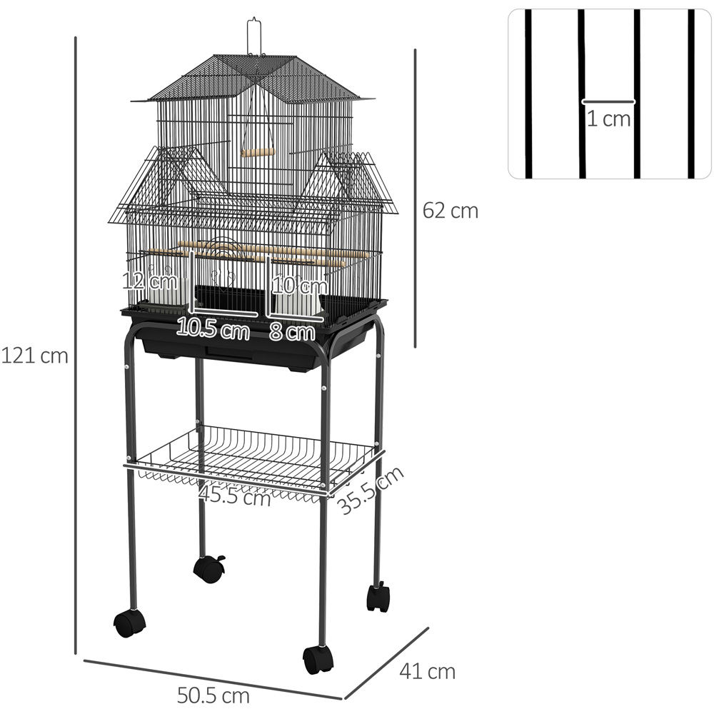 PawHut Metal Bird Cage with Perch and Food Container Image 8