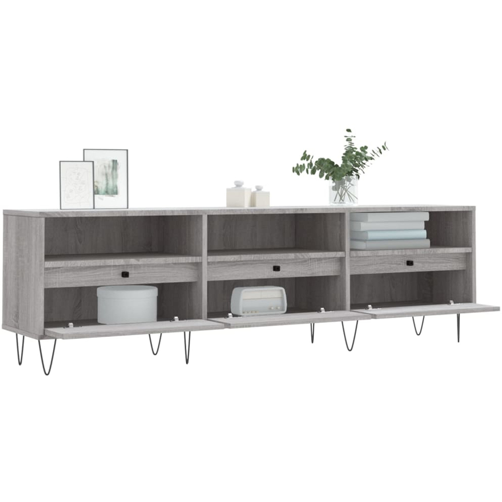 vidaXL 3 Door 3 Shelf Grey Sonoma TV Cabinet Image 4