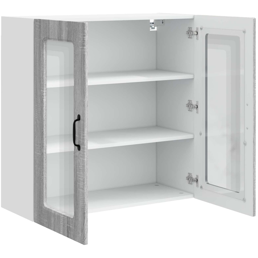 vidaXL 2 Glass Door Grey Sonoma Kitchen Wall Cabinet Image 5