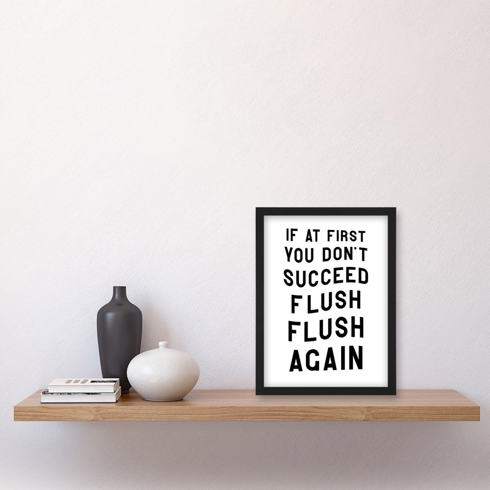 Artery8 Flush Again Funny Toilet Sign Framed Wall Art Print 21 x 29.7cm Image 2