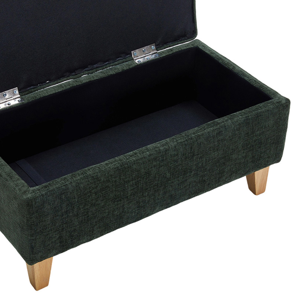 Living and Home Green Chenille Upholstered Storage Ottoman Image 6