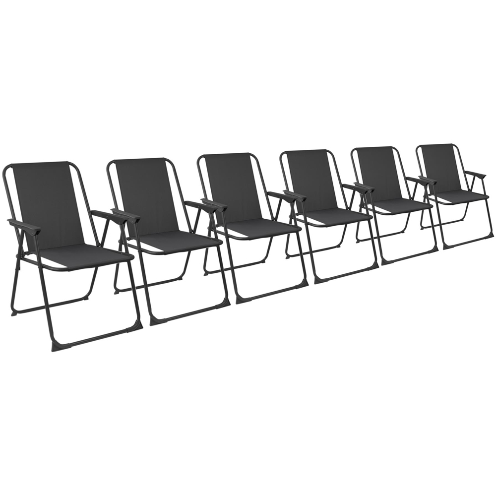 Harbour Housewares Black Metal Foldable Beach Chair 6 Pack Image 2