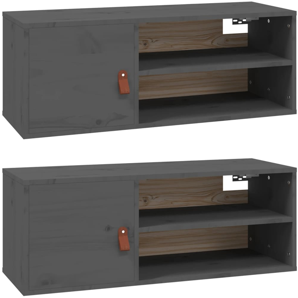 vidaXL 2 Door Grey Wall Cabinet 2 Pack Image 2