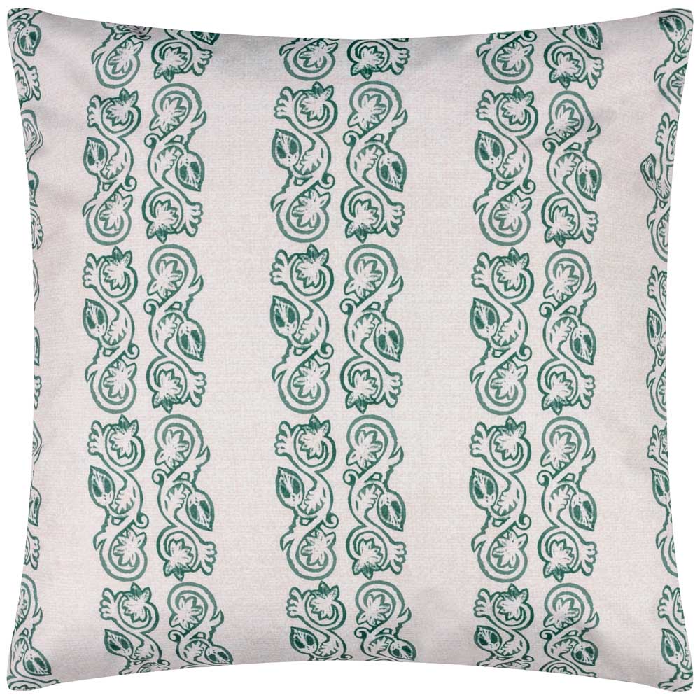 Paoletti Kalindi Teal Stripe Floral UV and Water Resistant Outdoor Cushion Image 2