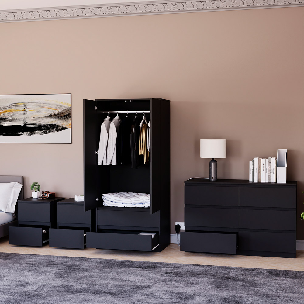 Denver Black 4 Piece Bedroom Furniture Set Image 4