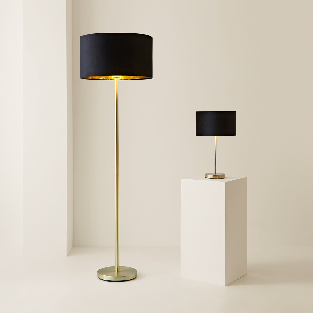 ValueLights Charlie Metallic and Black Shade Gold Table Lamp and Bulb Image 6