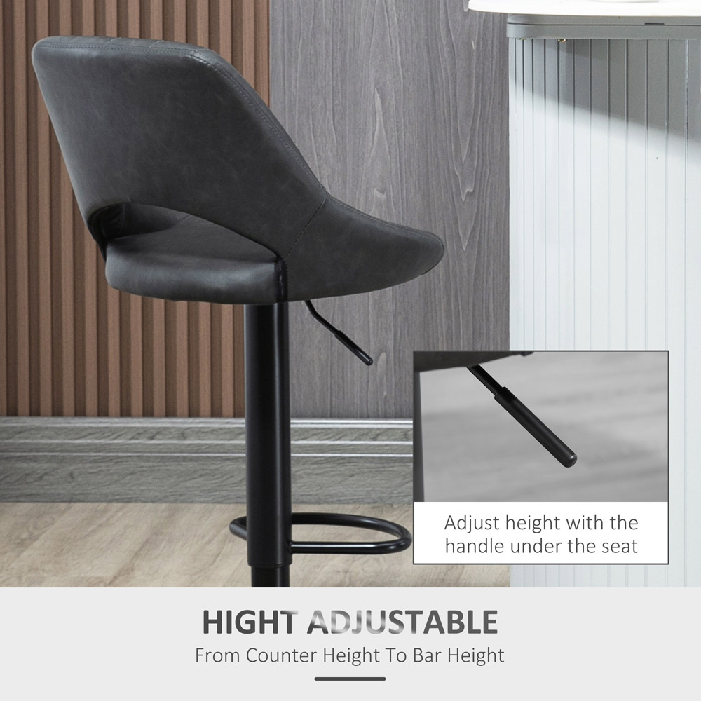 Portland PU Leather Height Adjustable Bar Stool Set of 2 Image 5