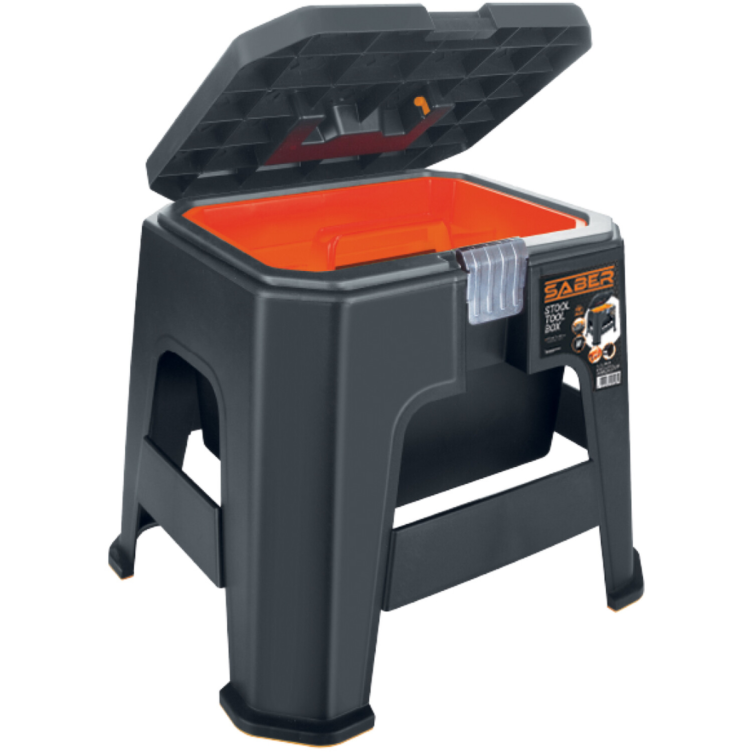 Saber Black and Orange Stool Tool Box Image 2