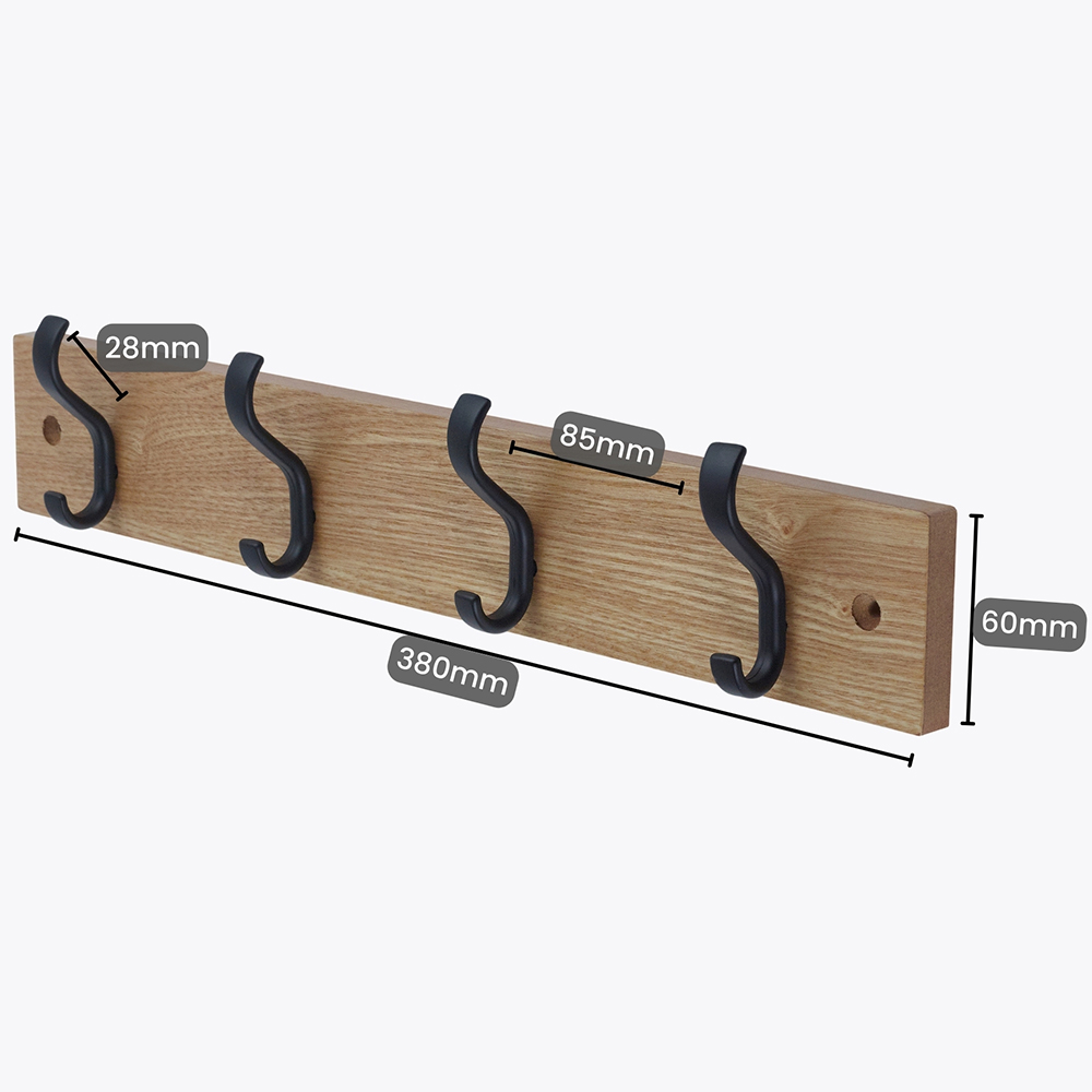 Headbourne Black and Ash 4 Hook Coat Rail Image 5