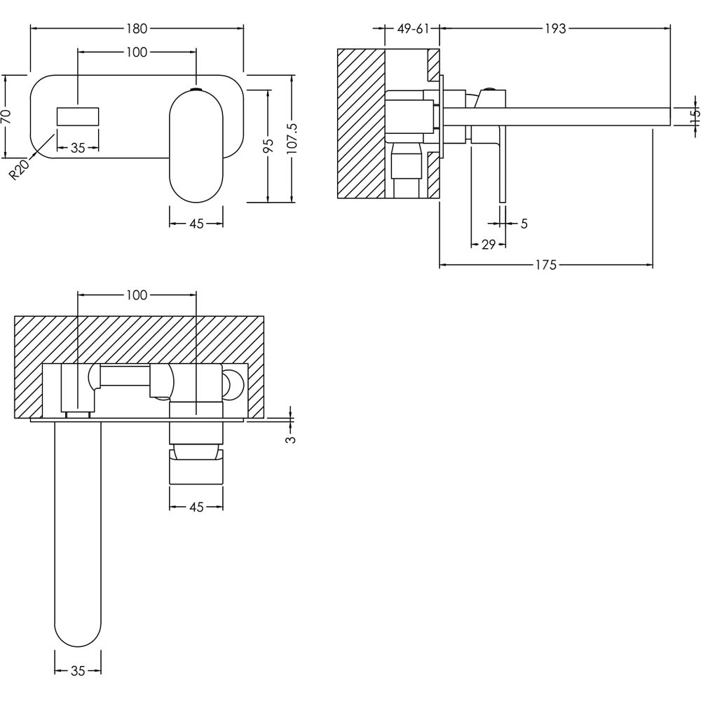 nuie Matt Black 2 Tap Hole Basin Mixer Image 2